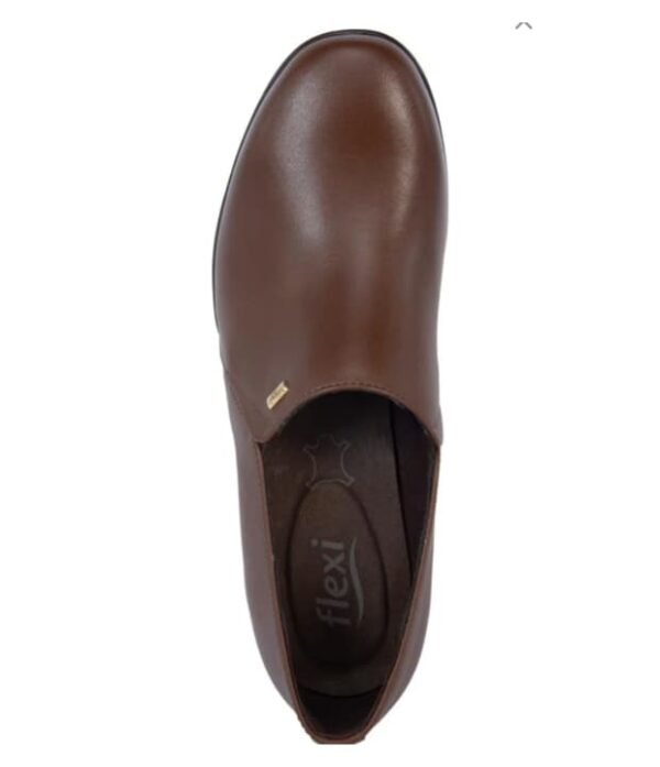 Zapato De Piel Con Cuña Cafe Dama Marca FLEXI
