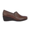 Zapato De Piel Con Cuña Cafe Dama Marca FLEXI