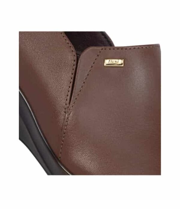 Zapato De Piel Con Cuña Cafe Dama Marca FLEXI