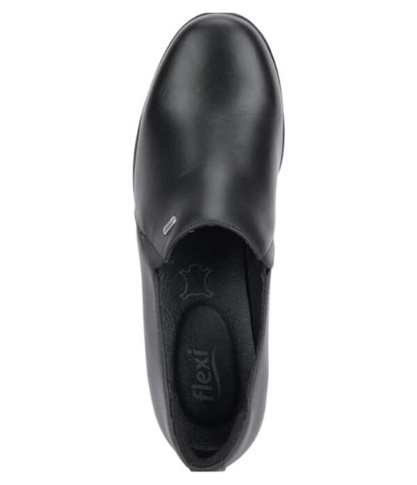 Zapato De Piel Con Cuña Negra Dama Marca FLEXI