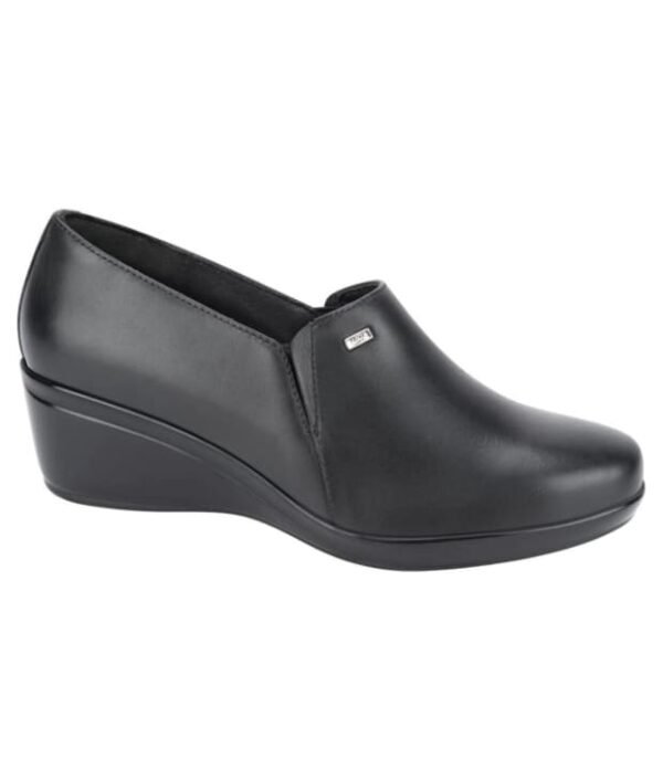 Zapato De Piel Con Cuña Negra Dama Marca FLEXI